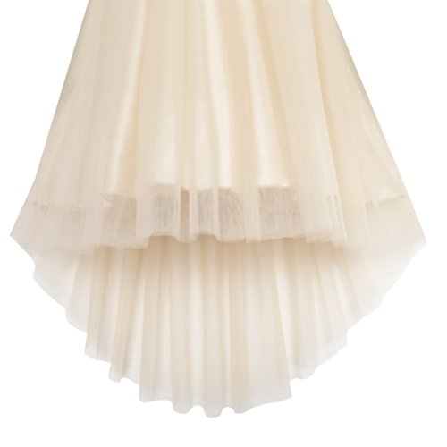 KB25 Girls Dress Beige Sequined Tulle Hi-lo Wedding Party Dress Size 14 from 