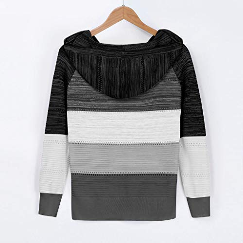 YAnGSale Top Casual Patchwork Sweater Women Fashion Hoodies Long Sleeves Shirt Hooded Blouse Knit Pullover (Black, XXXL) by YAnGSale