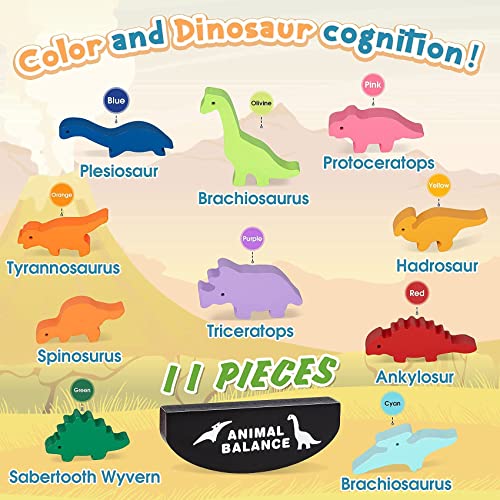 Montessori Toys for 1 2 3 4 Year Old Girls Boys, Stacking Dinosaur Toys for Kids 3-5 5-7, Educational Learning Toys for Toddlers 1-3 Boy Christmas Birthday Gifts for 2-5 Year Old Girls Toys Age 6-8 by HahaGift