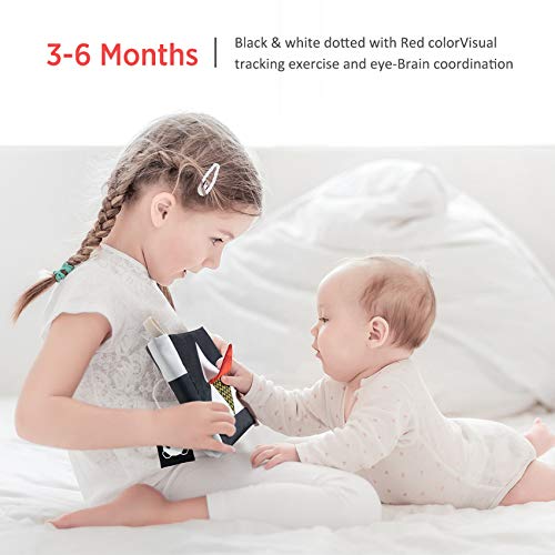 beiens Baby Books Toys, High Contrast Black and White Books Non Toxic Fabric Touch and Feel Crinkle Cloth Books Early Educational Stimulation Toys for Infants Toddlers, Baby Gift Soft Stroller Toys by beiens