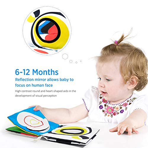 beiens Baby Books Toys, High Contrast Black and White Books Non Toxic Fabric Touch and Feel Crinkle Cloth Books Early Educational Stimulation Toys for Infants Toddlers, Baby Gift Soft Stroller Toys by beiens