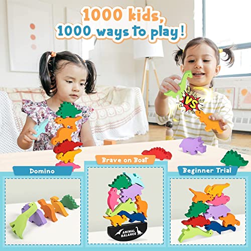 Montessori Toys for 1 2 3 4 Year Old Girls Boys, Stacking Dinosaur Toys for Kids 3-5 5-7, Educational Learning Toys for Toddlers 1-3 Boy Christmas Birthday Gifts for 2-5 Year Old Girls Toys Age 6-8 by HahaGift