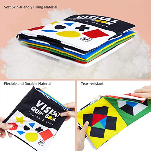 beiens Baby Books Toys, High Contrast Black and White Books Non Toxic Fabric Touch and Feel Crinkle Cloth Books Early Educational Stimulation Toys for Infants Toddlers, Baby Gift Soft Stroller Toys by beiens