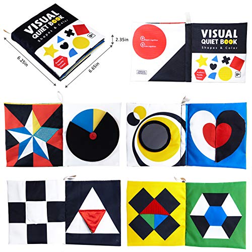 beiens Baby Books Toys, High Contrast Black and White Books Non Toxic Fabric Touch and Feel Crinkle Cloth Books Early Educational Stimulation Toys for Infants Toddlers, Baby Gift Soft Stroller Toys by beiens