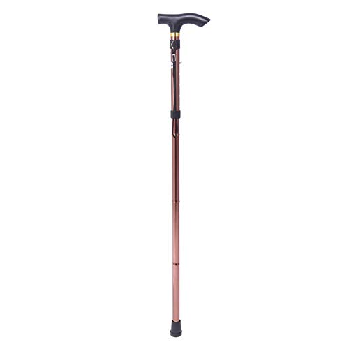 4Colors Folding Cane - Foldable, Adjustable, Lightweight Aluminum Offset Walking Cane - Collapsible Walking Stick with Ergonomic T Handle - Ideal Daily Living Aid (Coffee color without LED light) from Unibell