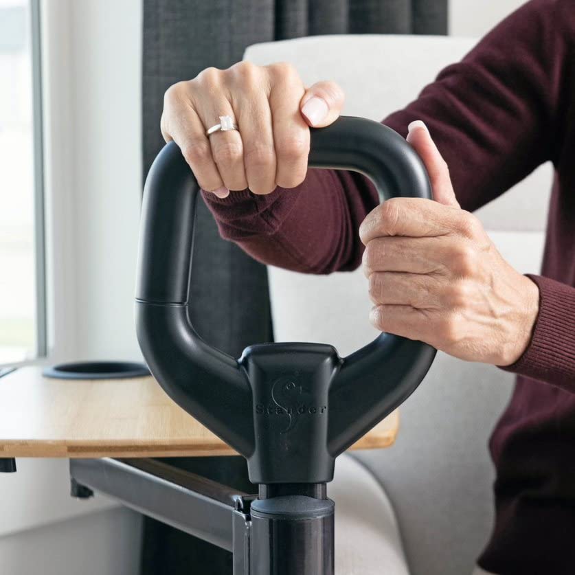 Able Life Able Tray Table, Adjustable Bamboo Swivel TV and Laptop Table with Ergonomic Stand Assist Safety Handle, Independent Living Aid by Powder Coated Steel, Bamboo