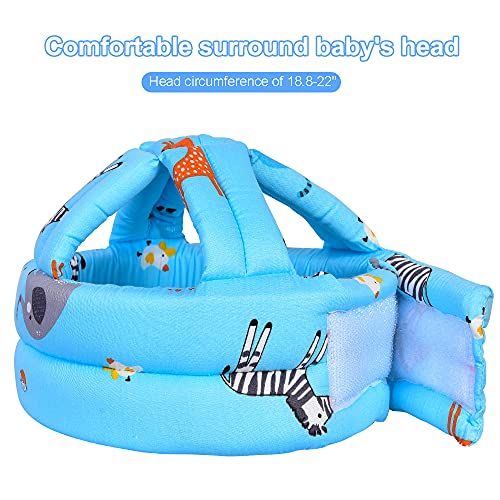 TORASO Baby Head Protector & Baby Knee Pads for Crawling,Infant Safety Helmet & Walking Baby Helmetï¼for Age 6-36 Months, Blue Zoo(A) by TORASO