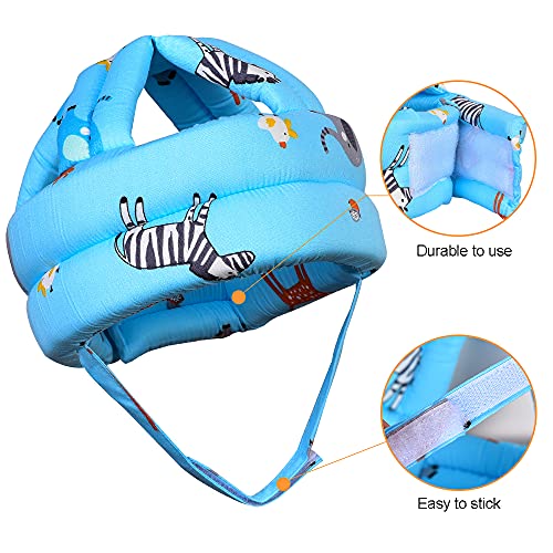 TORASO Baby Head Protector & Baby Knee Pads for Crawling,Infant Safety Helmet & Walking Baby Helmetï¼for Age 6-36 Months, Blue Zoo(A) by TORASO