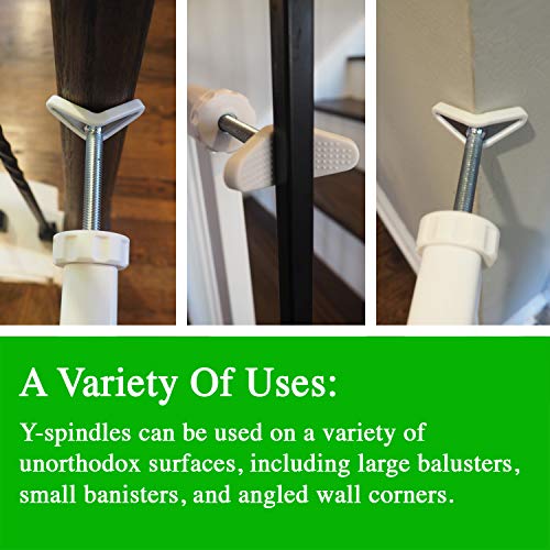 Baby Gate Guru Extra Long M10 (10mm) Stair Banister Adapter Y-Spindle Rods 2 Pack for Pressure Mounted Baby and Pet Safety Gates (10mm, White) from Baby Gate Guru