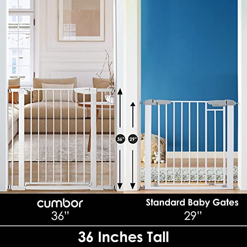 Cumbor 36" Extra Tall Baby Gate for Dogs and Kids with Wide 2-Way Door, 29.7"-40.6" Width, and Auto Close Personal Safety for Babies and Pets, Fits Doorways, Stairs, and Entryways by Cumbor
