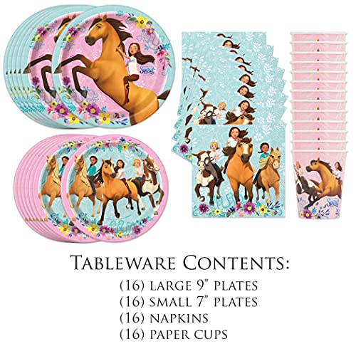 Spirit Riding Free Party Supplies and Decorations with Balloons for Spirit Birthday Party, Serves 16 Guests, Perfect for Girls and Boys, Easy Setup and Takedown with Banner, Table Cover, Plates, Napkins & More by Unique