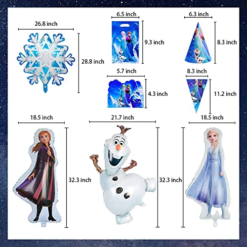 304 PCS Frozen Birthday Party Supplies Winter Wonderland Party Decorations Include Balloons, Backdrop, Gift Bags, Banner, Tablecloth, Plates, Cake Topper, Cupcake Topper for Boys Girls Kids from AGGERT