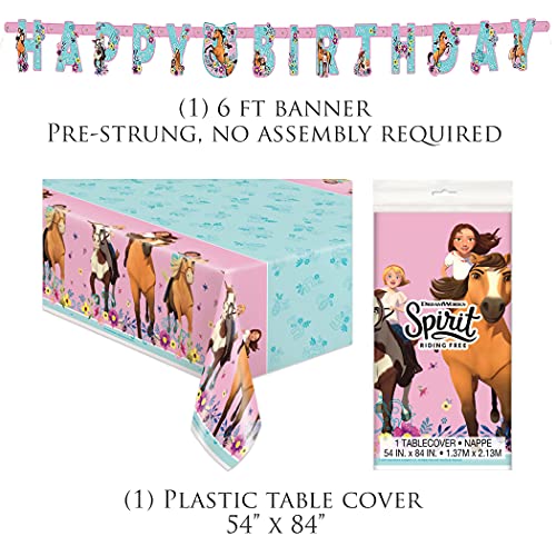 Spirit Riding Free Party Supplies and Decorations with Balloons for Spirit Birthday Party, Serves 16 Guests, Perfect for Girls and Boys, Easy Setup and Takedown with Banner, Table Cover, Plates, Napkins & More by Unique