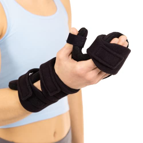 BraceAbility Resting Hand Splint - Soft Wrist Sprain and Functional Finger Immobilizer Brace for Post-Surgery or Stroke Recovery Patients, Carpal Tunnel Syndrome, Ulnar Nerve Damage Relief (M Left) by BraceAbility