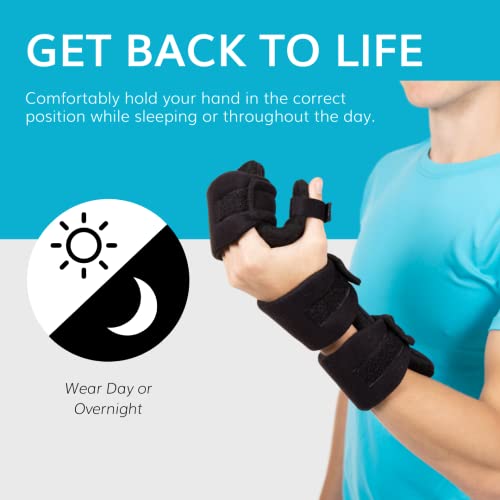 BraceAbility Resting Hand Splint - Soft Wrist Sprain and Functional Finger Immobilizer Brace for Post-Surgery or Stroke Recovery Patients, Carpal Tunnel Syndrome, Ulnar Nerve Damage Relief (M Left) by BraceAbility