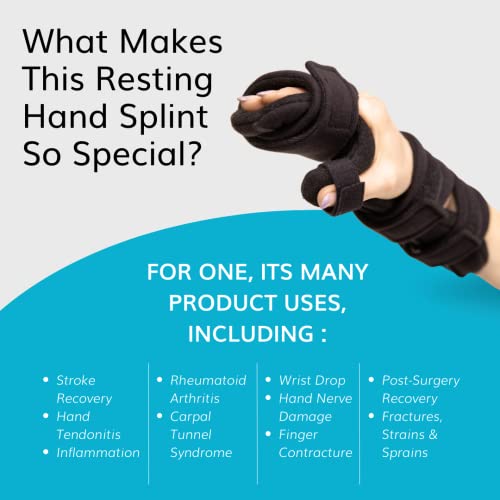 BraceAbility Resting Hand Splint - Soft Wrist Sprain and Functional Finger Immobilizer Brace for Post-Surgery or Stroke Recovery Patients, Carpal Tunnel Syndrome, Ulnar Nerve Damage Relief (M Left) by BraceAbility