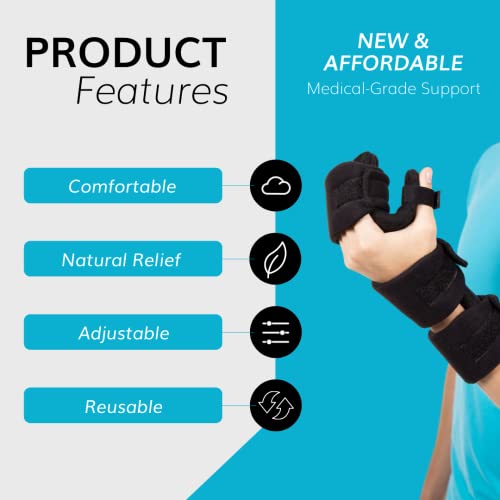 BraceAbility Resting Hand Splint - Soft Wrist Sprain and Functional Finger Immobilizer Brace for Post-Surgery or Stroke Recovery Patients, Carpal Tunnel Syndrome, Ulnar Nerve Damage Relief (M Left) by BraceAbility