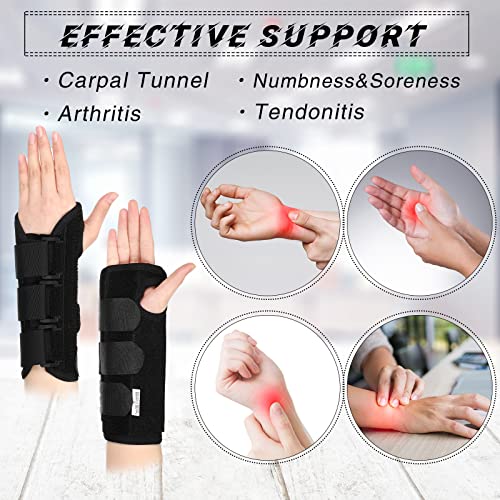 2 Pcs Wrist Brace for Kids Youth Carpal Tunnel Black Splints Wrist Brace Night Support with Adjustable Compression Straps for Children Sports Sleep (Age 8-12) from Konohan