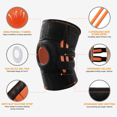 BAMWELT-Elite Knee Brace for Meniscus Tear,ACL,Arthritis,Joint Pain Relief, Upgraded Side Stabilizers & Patella Gel Pads, Support Men Women for Running, Workout, Non-Slip 4-Way Adjustable Wrap 2xl by BAMWELT