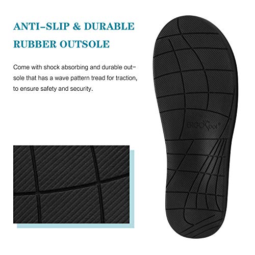 Orthotic Slippers with Arch Support for Plantar Fasciitis Pain Relief, Comfortable Orthopedic Clog House Shoes with Indoor Outdoor Anti-Skid Rubber Sole by ERGOfoot from ERGOfoot
