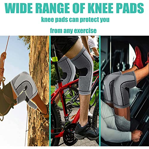 BLLYS 2Pack Ultra Knee Elite Knee Compression Sleeve | Medical Grade Knee Pads for Running, Meniscus Tear, ACL, Arthritis, Joint Pain Relief (Large, Gray) by BLUSDGB