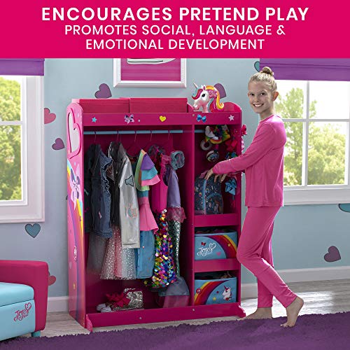JoJo Siwa Dress & Play Boutique - Pretend Play Costume Storage Closet/Wardrobe for Kids with Mirror & Shelves by Delta Children by Delta Children