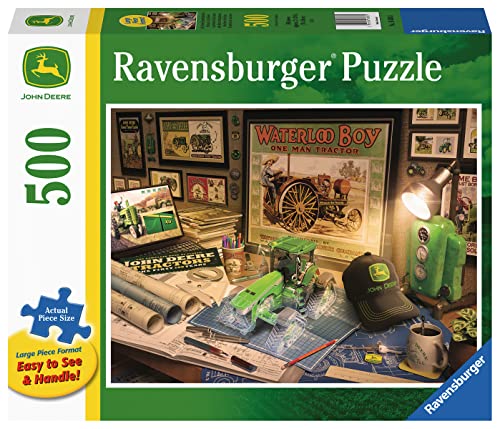 Ravensburger John Deere Work Desk 500 Pieces Large Format Jigsaw Puzzle for Adults - 16838 - Every Piece is Unique, Softclick Technology Means Pieces Fit Together from Ravensburger