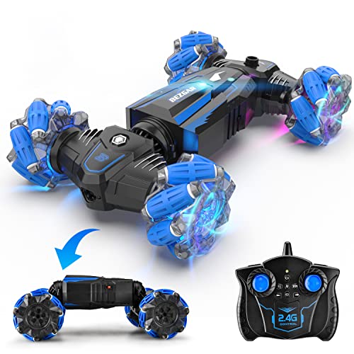 BEZGAR TD161 RC Car Stunt Car 4WD 2.4GHz Offroad Rc Truck Remote Control Car-Double Sided 360Â° Rotating,LED Light,Music ï¼Tail Spray,40mins Playing,Gift Toy 6 7 8 9 10 11 12 Year Old Boys Girls Kids from BEZGAR