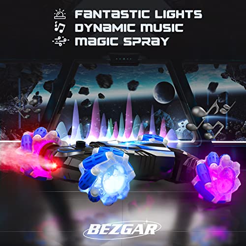 BEZGAR TD161 RC Car Stunt Car 4WD 2.4GHz Offroad Rc Truck Remote Control Car-Double Sided 360Â° Rotating,LED Light,Music ï¼Tail Spray,40mins Playing,Gift Toy 6 7 8 9 10 11 12 Year Old Boys Girls Kids from BEZGAR