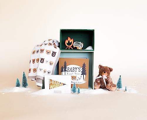 Lucy Darling Little Camper Baby Memory Book - First Year Journal Album To Capture Precious Moments - Milestone Keepsake For Boy Or Girl - Baby Shower Gift - Made In USA by Lucy Darling, LLC