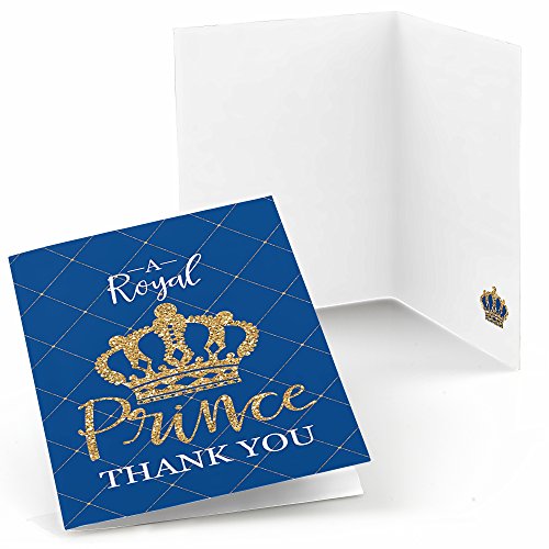 Royal Prince Charming - Baby Shower or Birthday Party Thank You Cards (8 count) by Big Dot of Happiness, LLC