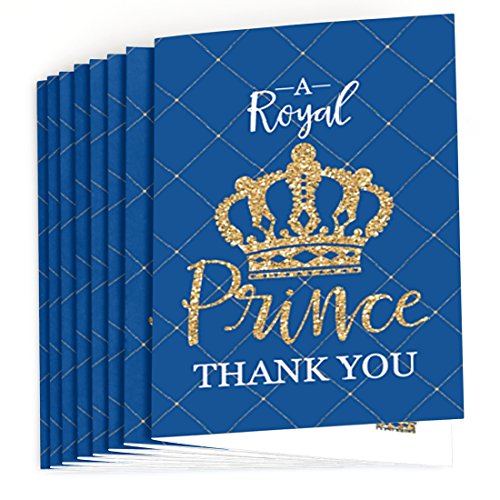 Royal Prince Charming - Baby Shower or Birthday Party Thank You Cards (8 count) by Big Dot of Happiness, LLC