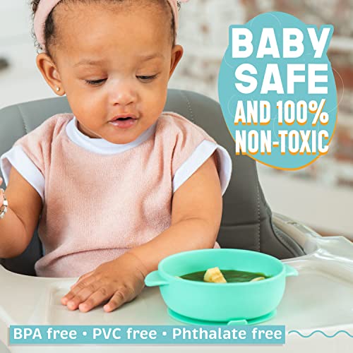 Baby Bowls with Suction - 4 Piece Silicone Set with Spoon - UpwardBaby - for Babies Kids Toddlers - BPA Free - First Stage Self Feeding from UpwardBaby