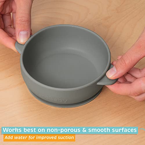 Baby Bowls with Suction - 4 Piece Silicone Set with Spoon - UpwardBaby - for Babies Kids Toddlers - BPA Free - First Stage Self Feeding from UpwardBaby