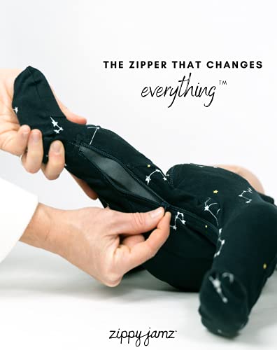 ZippyJamz â Zipper Organic Sleeper Footed Onesies Sleeper Baby Pajamas with Inseam Zipper (Galaxy Love - Navy, 3-6 months) from 