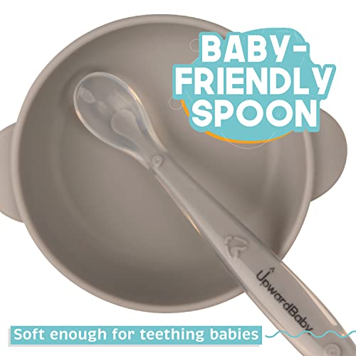 Baby Bowls with Suction - 4 Piece Silicone Set with Spoon - UpwardBaby - for Babies Kids Toddlers - BPA Free - First Stage Self Feeding from UpwardBaby