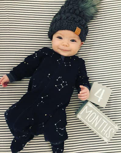 ZippyJamz â Zipper Organic Sleeper Footed Onesies Sleeper Baby Pajamas with Inseam Zipper (Galaxy Love - Navy, 3-6 months) from 