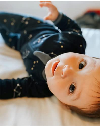 ZippyJamz â Zipper Organic Sleeper Footed Onesies Sleeper Baby Pajamas with Inseam Zipper (Galaxy Love - Navy, 3-6 months) from 