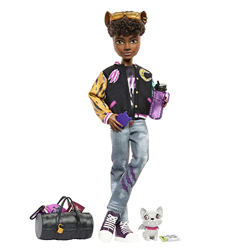 Monster High Doll, Clawd Wolf Doll with Pet Gargoyle Bulldog and Themed Accessories by Mattel