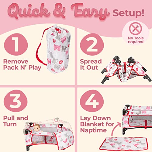 Litti Pritti 4 Piece Set Baby Doll Accessories - Includes Baby Doll Swing, Baby Doll High Chair, Doll Pack N Play, Baby Doll Carrier â 18 inch Doll Accessories for 3 Year Old Girls and Up from Litti Pritti