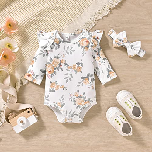 Preemie Baby Girls Clothes Premature Floral Long Sleeve Striped Fall Winter Spring Outfit Yellow from 