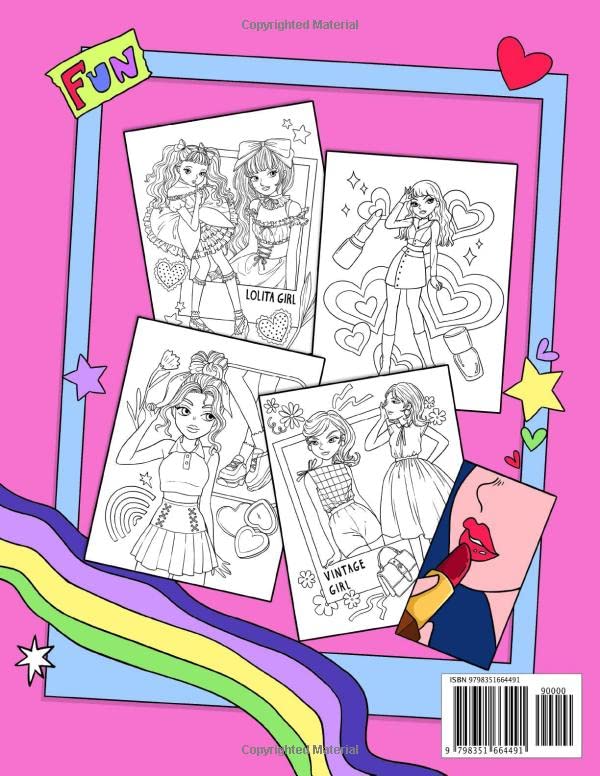 Trendy Fashion Coloring Book For Girls: Relaxing Coloring Pages of Female Models in Fashionable Clothing to for Young Girls to Gain Confidence, Stay Beautiful and be Proud of Themselves by Independently published