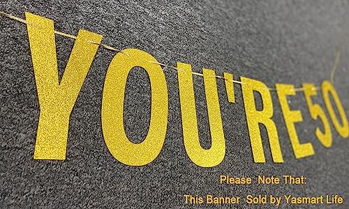 50th Birthday Decorations Banner for Women Men Gold Glitter Birthday Party Decor Sign Funny 50th Bday Party Supplies Holy Shit You're 50 Birthday Banner Party Decoration from Yasmart Life