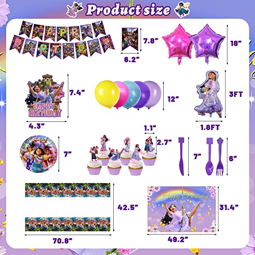 174pcs Magic House Birthday Party Supplies for 10 Kids, Cartoon Movie Theme Birthday Party Decorations for Girls with Birthday Backdrop Tableware Foil Balloons Cake Topper, Birthday Party Favor by Duitix