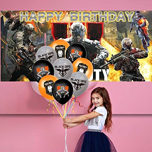 Vedio Game Call Duty Party Supplies Birthday Decorations Plates Balloons Banner Cake Toppers Plastic Cutlery Disposable Knives Forks Set Decorations Decor by caoshou
