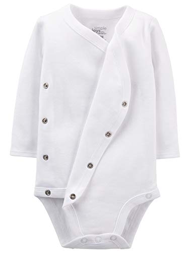 Simple Joys by Carter's Baby 4-Pack Long Sleeve Side Snap Bodysuit, White, 0-3 Months by Carter's Simple Joys - Private Label
