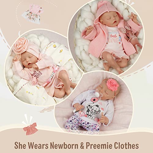 JIZHI Lifelike Reborn Baby Dolls Girl 17 Inch Full Body Vinyl Washable Realistic Newborn Baby Dolls with Clothes and Toy Accessories Gift for Kids Age 3+ from JIZHI