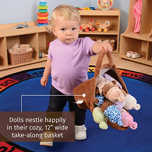 Basket of Babies Creative Minds Plush Dolls, Soft Baby Dolls Set, 6 Piece Set for All Ages from US Toy & Constuctive Playthings