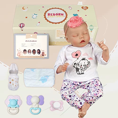 JIZHI Lifelike Reborn Baby Dolls Girl 17 Inch Full Body Vinyl Washable Realistic Newborn Baby Dolls with Clothes and Toy Accessories Gift for Kids Age 3+ from JIZHI
