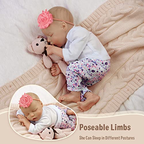 JIZHI Lifelike Reborn Baby Dolls Girl 17 Inch Full Body Vinyl Washable Realistic Newborn Baby Dolls with Clothes and Toy Accessories Gift for Kids Age 3+ from JIZHI